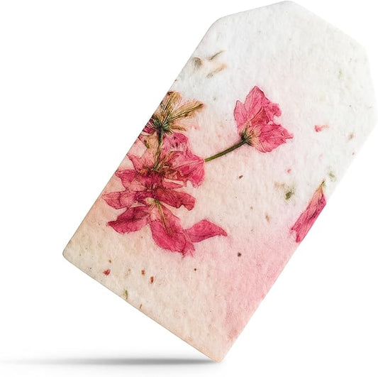 50Pcs Plantable Pink Seed Paper Tags with Wildflower Seeds, Writable & Plantable Gift for Moms, Plant Lover, Teachers, Ideal for Weddings, Baby Shower Favors, Memorial, & Celebrations