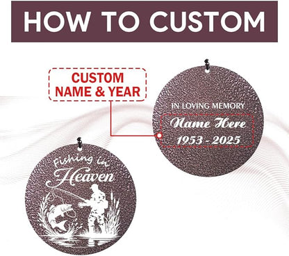 Personalized Wind Chimes, 36inch Sympathy Wind Chime, in Loving Memory for Loss of Loved Grandpa/Dad/Friends Loves Fishing, Metal Large Memorial Condolences Gifts