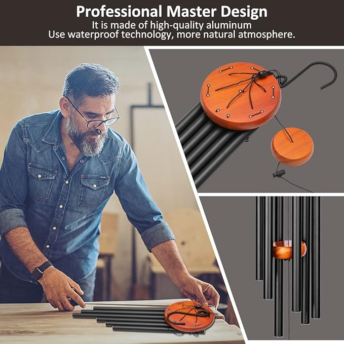 Sympathy Wind Chimes,32" Memorial Wind Chimes for Loss of Loved One, Sympathy Memorial Bereavement Gift,in Memory of Loved One Loss of Mother Father，Home Decor Garden Patio Outdoor-Black