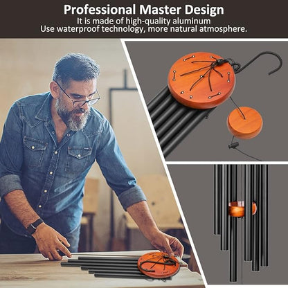 Sympathy Wind Chimes,32" Memorial Wind Chimes for Loss of Loved One, Sympathy Memorial Bereavement Gift,in Memory of Loved One Loss of Mother Father，Home Decor Garden Patio Outdoor-Black