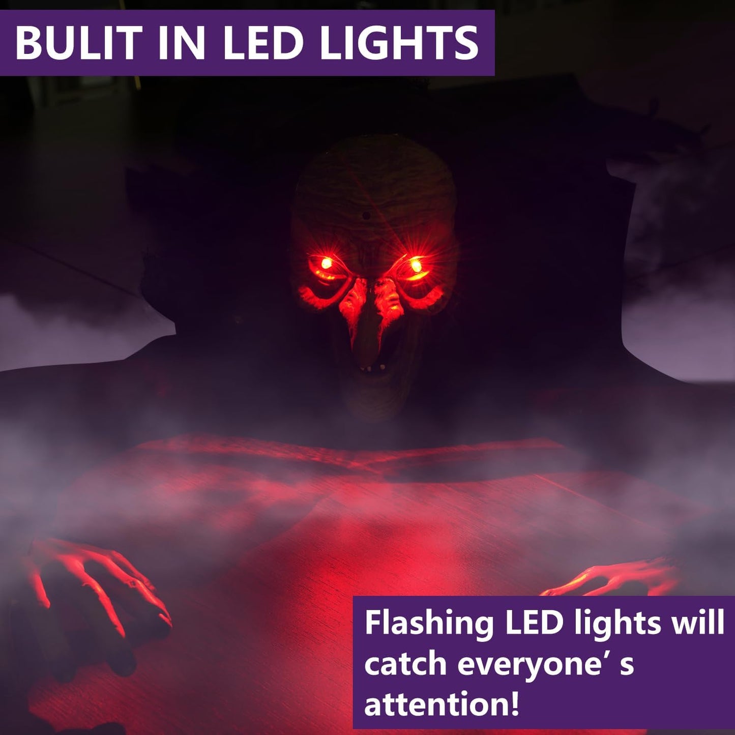 Halloween Outdoor Decoration, Grounderbreaker Zombie Witch with Flashing Eyes Creepy Sound,Scary Crawling Halloween Props Décor Best Halloween Decorations, Haunted House Outdoor, Lawn, Yard Decor