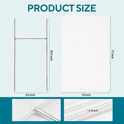 10 Pack Lawn Signs Corrugated Plastic 17x12 Inches Blank Yard Signs with Stakes for Yard Sale Sign Outdoor, Garage Sale, Open House, Estate Sale, Guidepost, Birthday Party