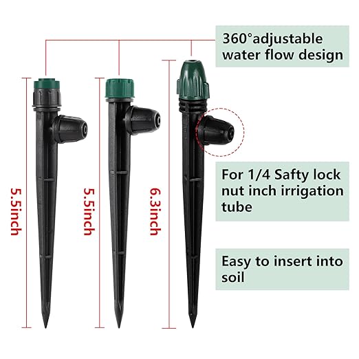 30Pc Anti-Drop Drip Irrigation Kit Lock Barbed Design 10pc Drip Irrigation Emitters 10pc Irrigation Sprayer 10pc Misting Sprinkler for Garden Raised Garden Bed Yard Lawn (30pc-Spray Drip Mist)