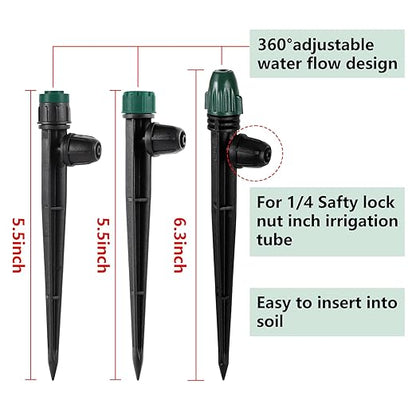 30Pc Anti-Drop Drip Irrigation Kit Lock Barbed Design 10pc Drip Irrigation Emitters 10pc Irrigation Sprayer 10pc Misting Sprinkler for Garden Raised Garden Bed Yard Lawn (30pc-Spray Drip Mist)