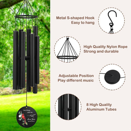 Personalized 36" Memorial Wind Chimes for Outside, Sympathy and Bereavement Gift for Loss of Loved One, A Thoughtful Remembrance of Mother, Father or Husband for Garden and Patio