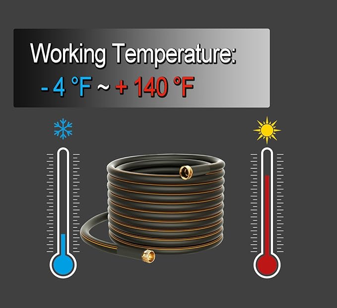 Atlantic Female to Female Heavy Duty Garden Hose 8 ft x 5/8 Inch Black, Short Connection Leader Hose (8 Feet)