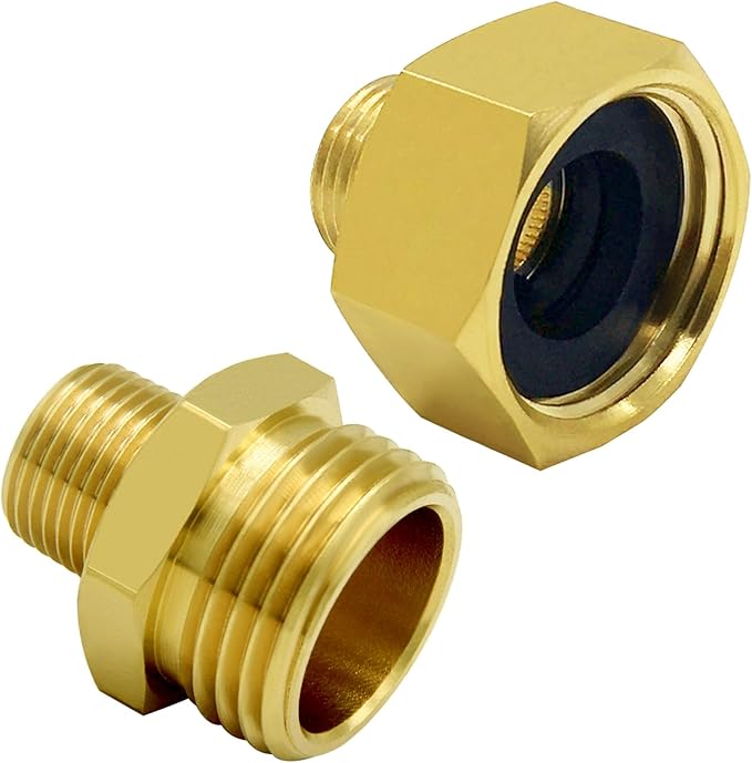 Hooshing Garden Hose Adapter 3/8" NPT to 3/4" GHT Brass Garden Hose to Pipe Fittings Connectors with Washers