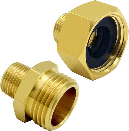 Hooshing Garden Hose Adapter 3/8" NPT to 3/4" GHT Brass Garden Hose to Pipe Fittings Connectors with Washers