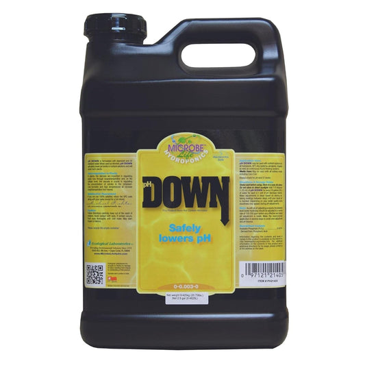Microbe Life Hydroponics pH Down pH Control Liquid, Premium Buffering for pH Stability, Decreases pH Levels, Use with Any Feeding Systems Including Hydroponics or Soil, 2.5 Gallons