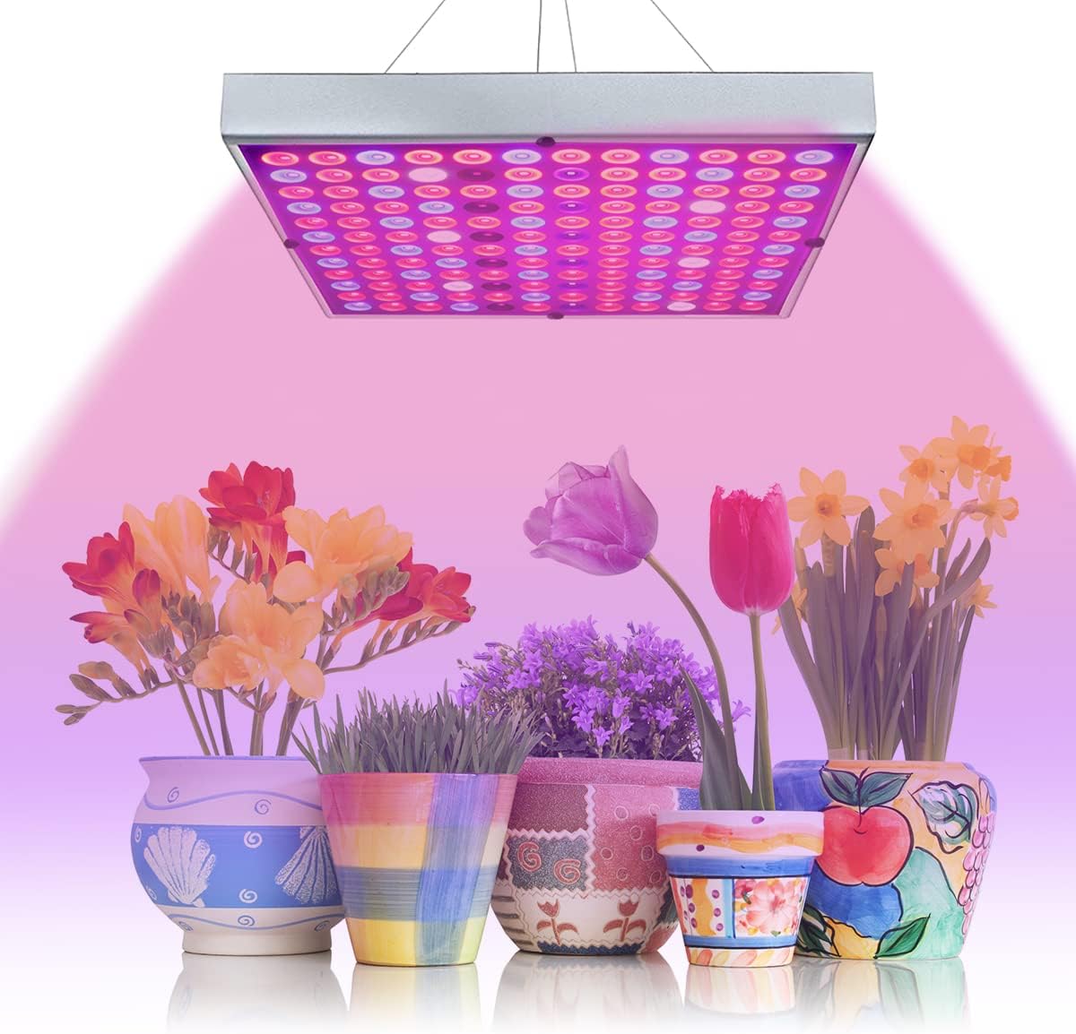 Juhefa LED Grow Lights for Indoor Plants, Panel Plant Light Full Spectrum with IR & UV Bulbs for Seedlings,Micro Greens,Clones,Succulents (Size:9.9x9.9inches)