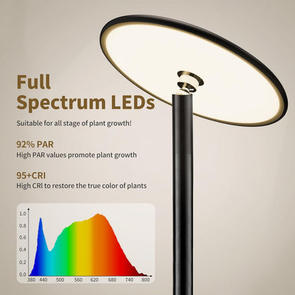 Tall Grow Lights for Indoor Plants Full Spectrum, 40W Sunlike Standing Plant Lights for Indoor Growing, 10-Level Dimmable, Adjustable Height for Various Plant Sizes