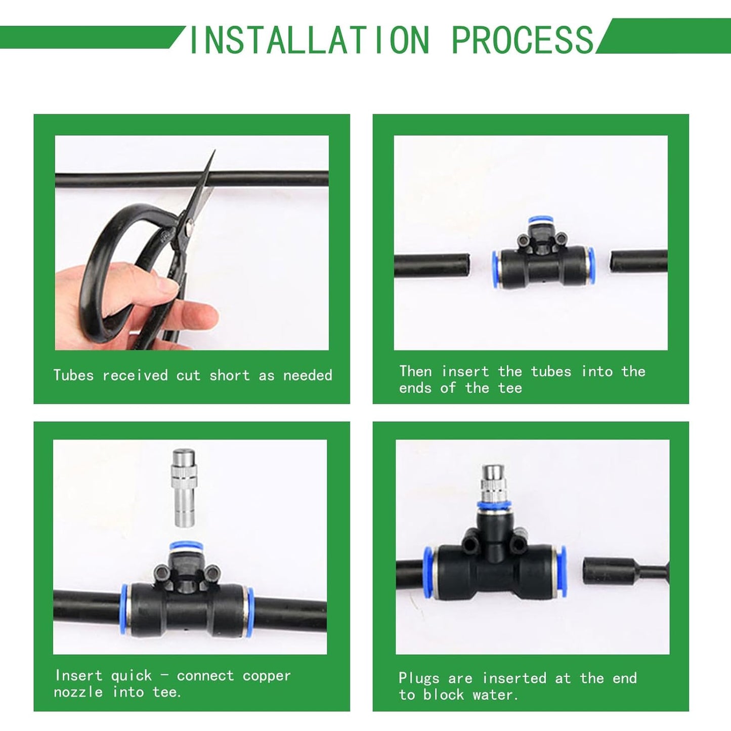 8mm Tee Sprinklers for Yard 10-Pack with Adjustable Micro Mist and Irrigation Cooling for Garden Irrigation, Machine Tool Cooling and More (12")