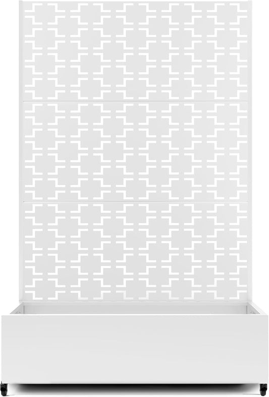 Raised Garden Bed with Trellis and Wheels,73"x47"x16" Metal Raised Garden Bed,White Squared Metal Planter with Climbing Trellis for Vines & Vegetables