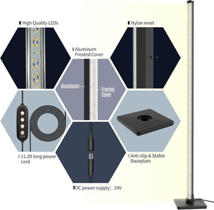 GLOWRIUM Grow Lights for Indoor Plants, 10W Full Spectrum LED Vertical Plant Grow Lights with Auto-Timer, 3 Light Modes, 6-Level Dimmable (15in)