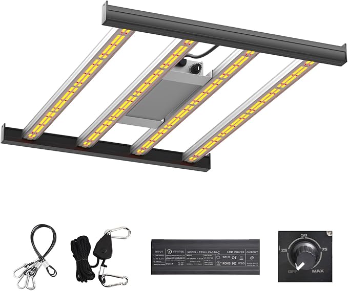 CANAGROW CG2400 LED Grow Light, High Yield Diodes for Indoor Plants, Full Spectrum Dimmable Growing Lamps for Hydroponics, Seeding, Veg, and Bloom in a 4x4ft Coverage Area