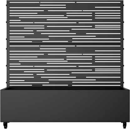 Casaphoria Metal Raised Garden Bed with Trellis and Wheels, 47"x47"x16" Planter Box for Climbing Plants, Vegetables & Vines, Features Drainage Holes and Privacy Screen (Black-Shine)