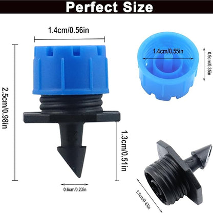 150 Pcs Adjustable Micro Drip Irrigation Sprinklers 1/4 Inch Universal 8-Hole Flow Dripper Garden Irrigation Nozzles for 4mm/7mm Tube Watering System (Blue)