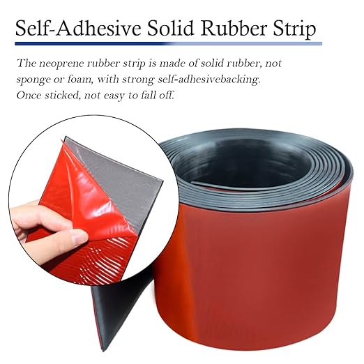 Neoprene Rubber Strips Self Adhesive Solid Rubber Sheets, Rolls & Strips for DIY Gaskets Crafts Pads Seals Warehouse Flooring Neoprene Sheet with Adhesive Backing (4" Wide x 1/5" Thick x 20' Long)