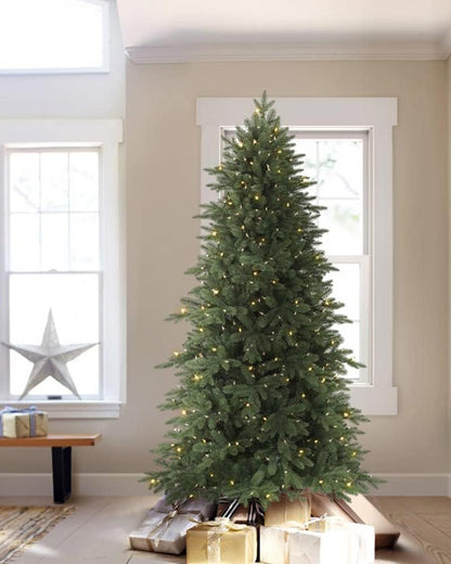 Treetopia Green Artificial Christmas Tree | Addison Spruce - 10 Feet | Pre-lit with 1200 LED Candlelight & Multi Colored Lights | Includes Tree Stand, On/Off Foot Pedal