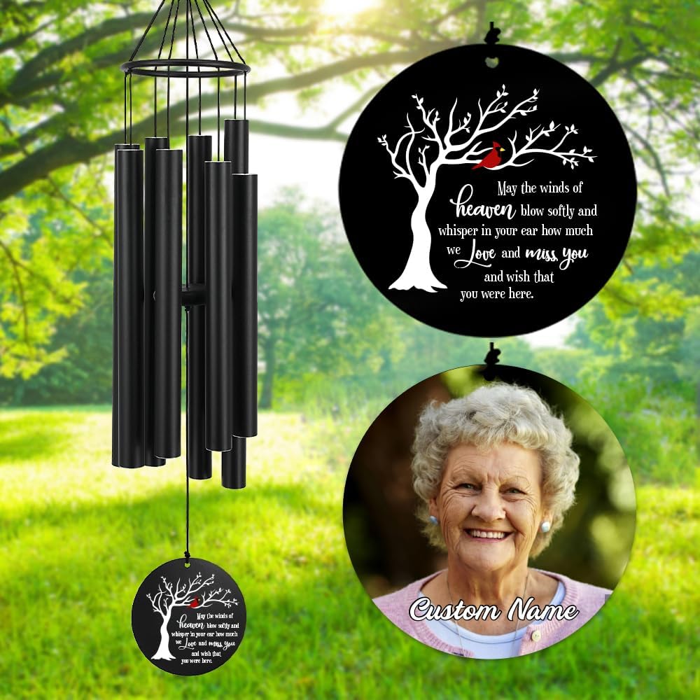 Personalized 36" Memorial Wind Chimes for Outside, Sympathy and Bereavement Gift for Loss of Loved One, A Thoughtful Remembrance of Mother, Father or Husband for Garden and Patio