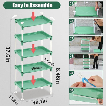 Tabletop 5-Tier Seed Starting Kit Germination Tray - Plant Stand with Grow Lights Full Spectrum Sunlike Plant Light for Indoor Plants, Greenhouse, Succulents, Seedlings Gardening