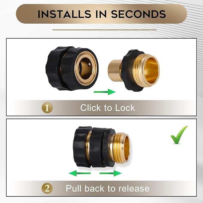 Dalmbox Garden Hose Quick Connector, 3/4" Male and Female Quick Release Garden Hose Connect Fittings With 6 Rubber Washers, 6 sets