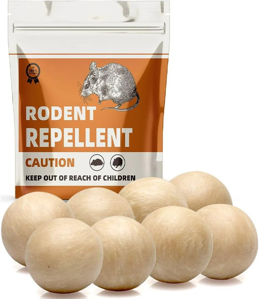 Rodent Repellent with Peppermint Oil, Mouse Repellent, Mice Repellent Balls for Indoor Outdoor, Rodents Repellent for House, Rat Deterrent Outdoor, Moth Balls for Outdoor Use - 8 Pack