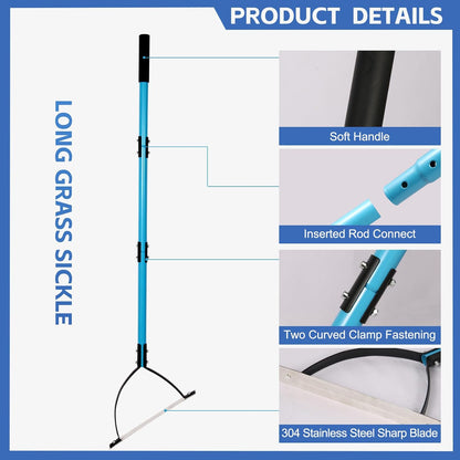 sancat Weed Cutter with Double-Edged Sharp Blade,51 inch Stainless Steel Weeder,Grass Cutter Tool for Garden, Yard, Field and Ditches,Garden Weed Wacker, Sickle with Long Handle