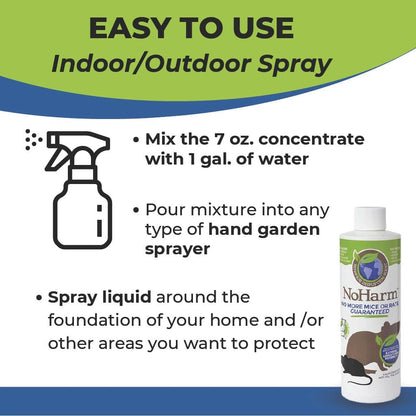 NoHarm | Send Mice and Rats Away | Smart Solution | Indoor and Outdoor Use | Makes 1 Gallon