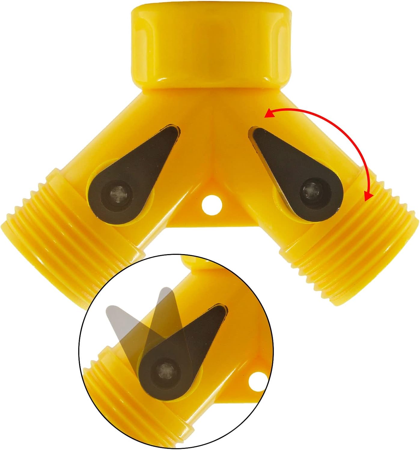 6 Pcs 2 Way Hose Adapter Y Valve Garden Hose Connector Non Rust Spigot Faucet Adapter, 3/4 Garden Hose Y Connectors Plastic Hose Splitter with Faucet Watering Shut Off Valves (Yellow)