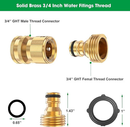 Garden Hose Quick Connectors, Solid Brass 3/4 Inch Thread Fitting, Water Hose Connectors Garden Hose Disconnect 3/4" GHT, No-Leak Male Female (6 Set)