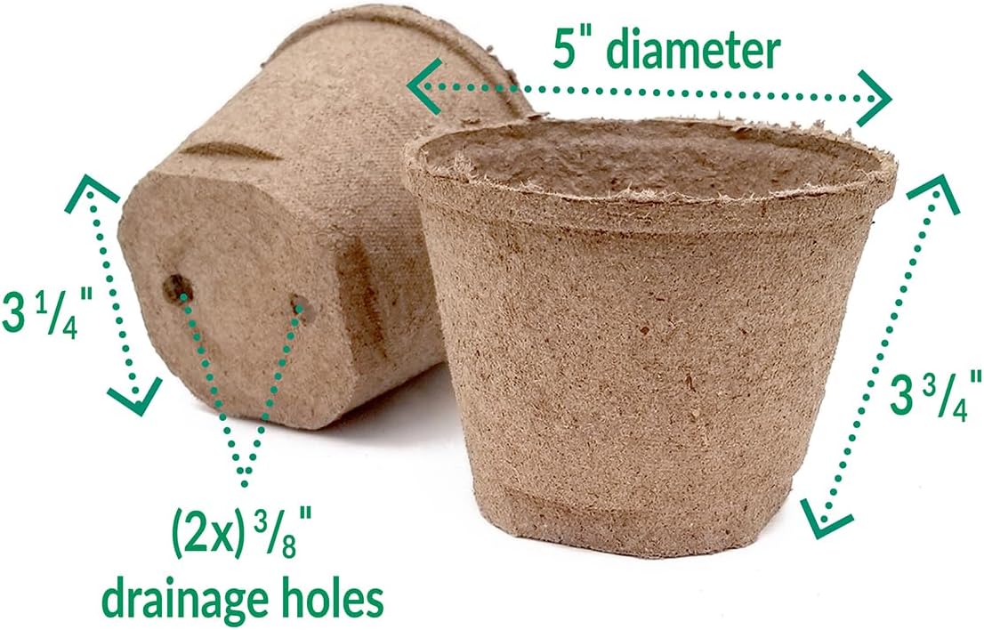 Jiffy Organic Seed Starting 5" Biodegradable Peat Pots (100 Pots)