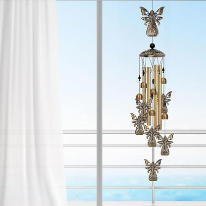 Bronze Angels Wind Chimes Decor, Mobile Blessing Wind Bells Decorate, Sympathy Wind Catcher, Memorial Gifts for Mom,Grandma,Woman (Housewarming/Outside/Indoor/Home/Room/Porch/Yard/Garden Decoration)