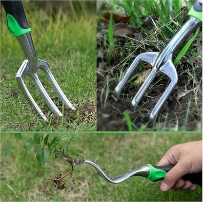 7-Piece Gardening Tools Set for Women, Heavy Duty Gardening Hand Tools, Outdoor Gardening Hand Tools with Non-Slip Green Rubber Handle. Indoor mini Gardening Potting Set (7) (Off-White)