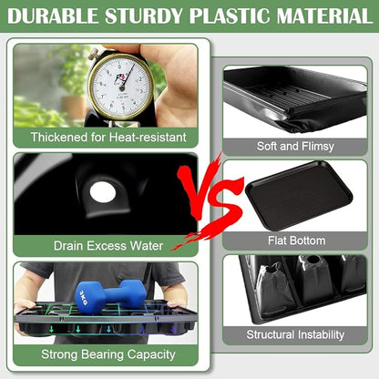 12 Cell Round Nursery Pot Trays Thickened Durable Seedling Pots Shuttle Carrying Trays for Holding 4 Inch Nursery Pots (16.85" × 12.6", 20-Pack)