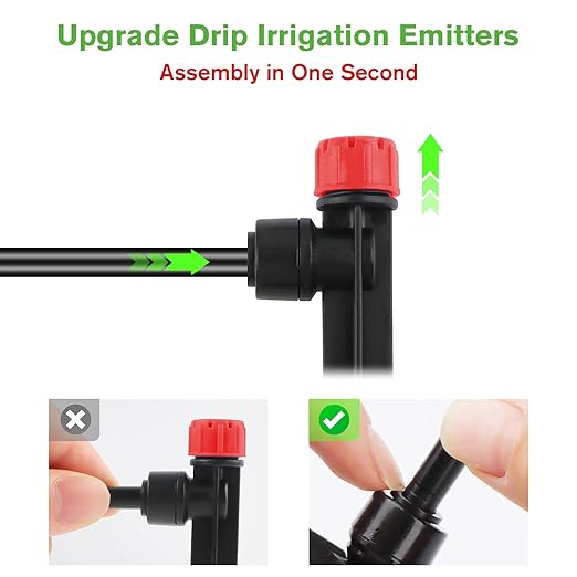 100PCS Drip Irrigation Emitters, Kalolary Adjustable 360 Degree Water Flow Drippers Emitters for 1/4" Drip Irrigation System Tubing, Garden Irrigation Drippers for House Garden Flower beds(Red)