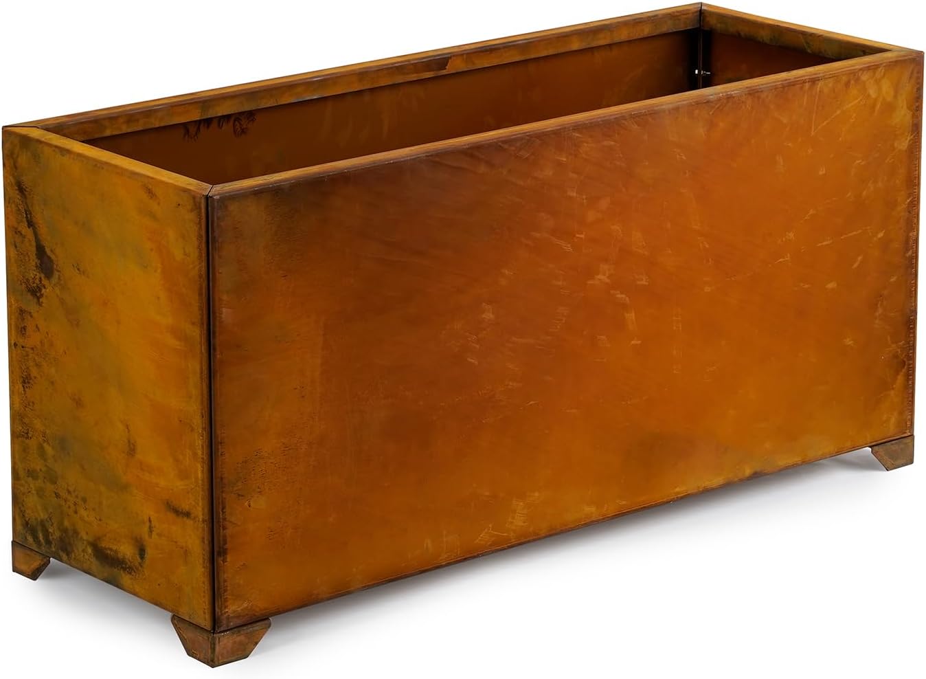 Stanbroil Corten Steel Planter Box for Outdoor Patio - 32 X10 X16 Inch Large Rectangular Metal Planter Box with Natural Rusty and Drainage Holes for Raising Flower, Plants