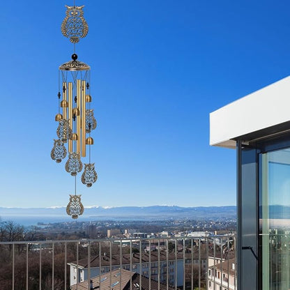 Bronze Owls Wind Chimes Decor, Mobile Blessing Wind Bells Decorate, Sympathy Wind Catcher, Memorial Gifts for Mom,Grandma,Woman (Housewarming/Outside/Indoor/Home/Room/Porch/Yard/Garden Decoration)