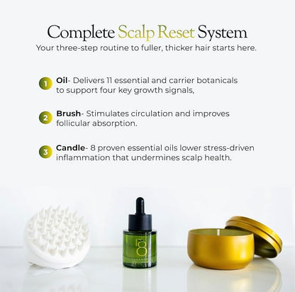 regener8 3-in-1 Hormonal Hair Loss & Thinning Treatment - Scalp Reset System With Multi-Signal Hair Growth Oil, Scalp Massage Brush & Cortisol-Reducing Candle - Complete Hair Revival Bundle for Women