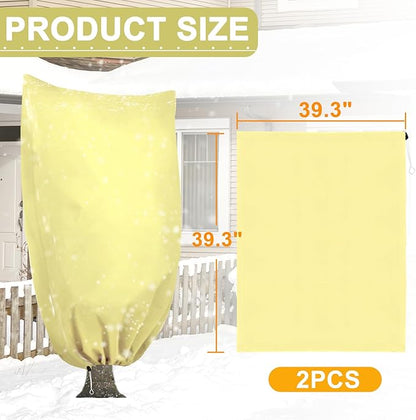 DQS 2 Pack Plant Covers Freeze Protection, 39.3" W x39.3 Winter Frost Protection Blankets Frost Cloth,Suitable for Outdoor Winter Frost, Cold Weather, shrubs, Trees, Jackets, and coverings