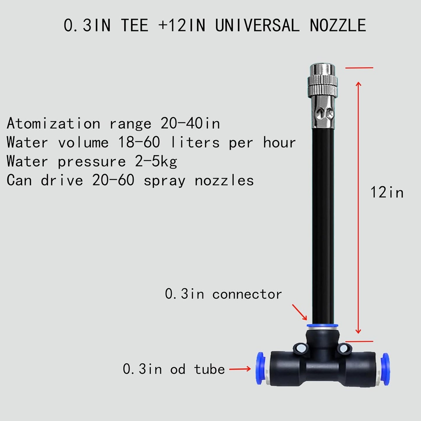 8mm Tee Sprinklers for Yard 10-Pack with Adjustable Micro Mist and Irrigation Cooling for Garden Irrigation, Machine Tool Cooling and More (12")