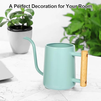 Watering Can Indoor Plants, 35 oz/1000 ml Metal Stainless Steel Watering Can Pot with Long Spout for Indoor House Plants Bonsai Outdoor Garden Flower Decorative (Green