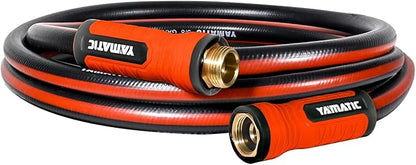 YAMATIC Garden Hose 15ft x 5/8", Ultra Durable Water Hose with Swivel Handle, Kink Resistant, Soild Brass 3/4" Connection Fittings, Leak Proof for Gardening, Agriculture, Car Wash, Lawn, Black