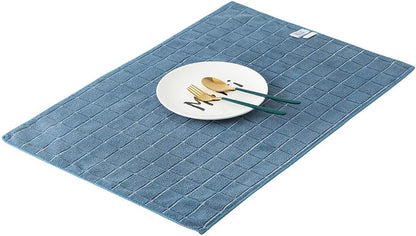 Microfiber Dish Towels - Soft, Super Absorbent and Lint Free Kitchen Towels - 8 Pack (Lattice Designed Blue Colors) - 26 x 18 Inch