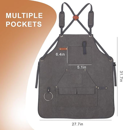 Multi-Functional Men's Tool Apron, Multi-Pocket Canvas Apron, Woodworking, Mechanic, Blacksmith, Waiter Work Apron