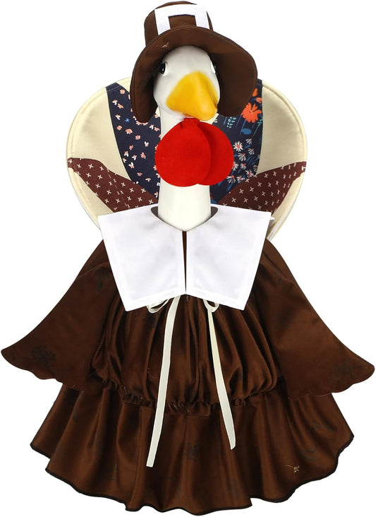 Suzile Thanksgiving Goose Outfit Dresses Clothes for 23" High Cement or Plastic Porch Goose Costume for Yard Lawn Outdoor Garden Patio Statue Xmas Santa Holiday Decor