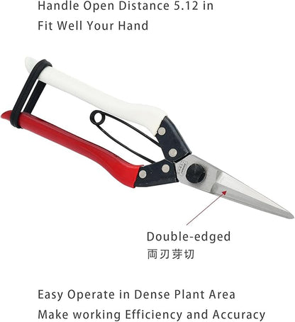 Double-Edge Garden Shears Micro-Tip Pruning Shears Extra Heavy Straight Garden Scissors Effortless Cuts Pruning Shears for Gardening Clippers for Plant Herb Flower Harvesting Fruits vegetables