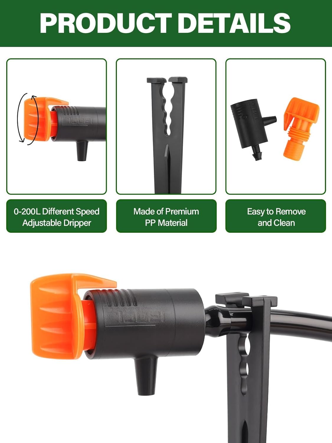 Kalolary 30PCS Adjustable Drip Irrigation Emitters Irrigation Dripper with Drip Irrigation Ground Stakes Drip System Emitters Drip Irrigation Emitters Dripper for Plants Lawn Garden Supplies