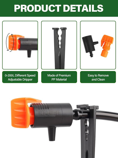 Kalolary 30PCS Adjustable Drip Irrigation Emitters Irrigation Dripper with Drip Irrigation Ground Stakes Drip System Emitters Drip Irrigation Emitters Dripper for Plants Lawn Garden Supplies