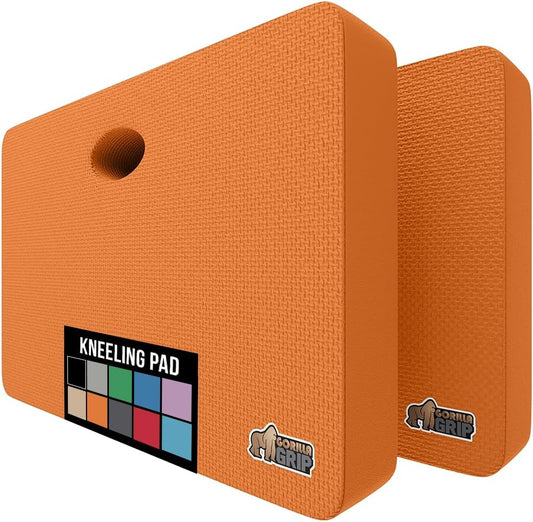 GORILLA GRIP Extra Thick Patent Pending Garden Kneeling Pad, 17.5 x 11 Inch Supportive Soft Foam Knee Cushioning, Gardening, Water Resistant, Bathing Baby, Working Supplies, Lightweight 2 Pack Orange